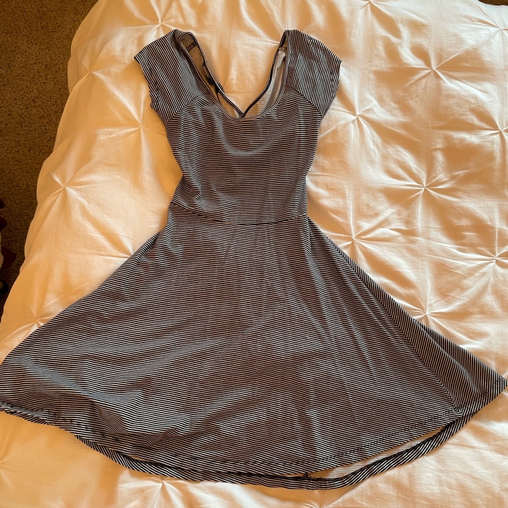 Black and white striped backless dress